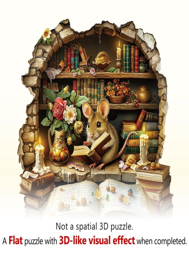 WOODBESTS Wooden Puzzles for Adults, Scholar Mouse Wooden Jigsaw Puzzle for Adults, Unique Animal Shape Wood Puzzles Adult, Xmas & Birthday Gifts for Puzzles Lovers (280 pcs, L, 13.4 * 13.0in) - Image 2